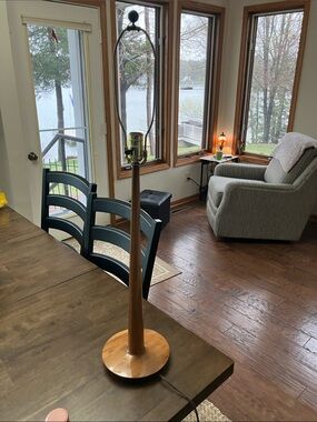 Wooden Lamp hand made Milo wood from Hawaii. Light Brown 34” tall